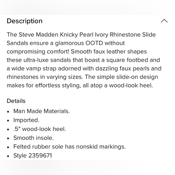 Steve Madden Knicky Pearl Ivory Rhinestone Slide Sandals Size 8 - Picture 8 of 8